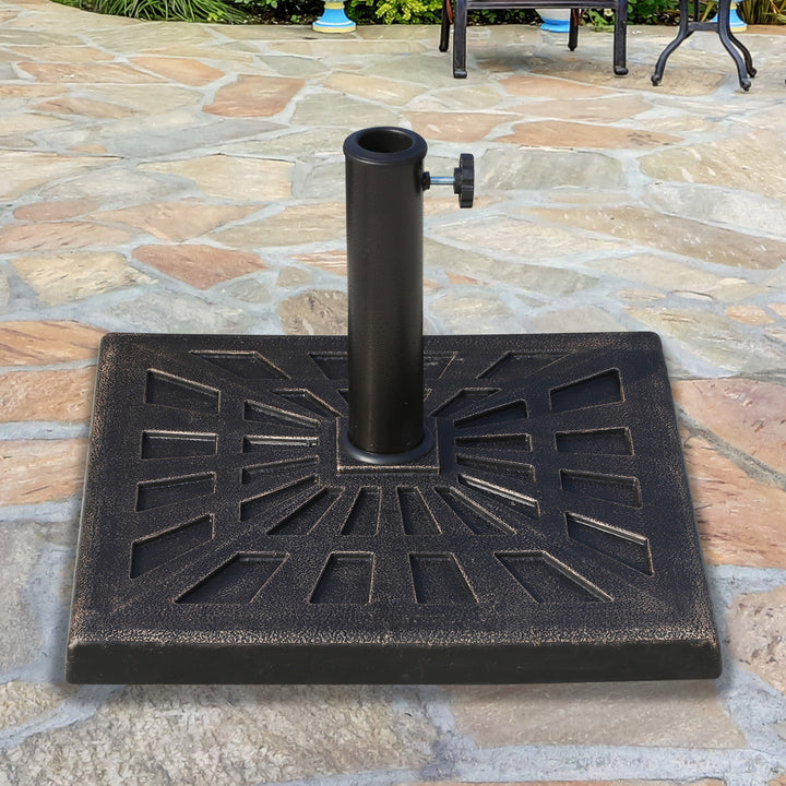 Base para Chapéu de Sol Peso 15 kg Base de Chapéu de Sol de Resina para Mastros de Ø3,8 cm y Ø4,8 cm para Varanda Pátio Jardim 47x47x32 cm Preto e Bronze