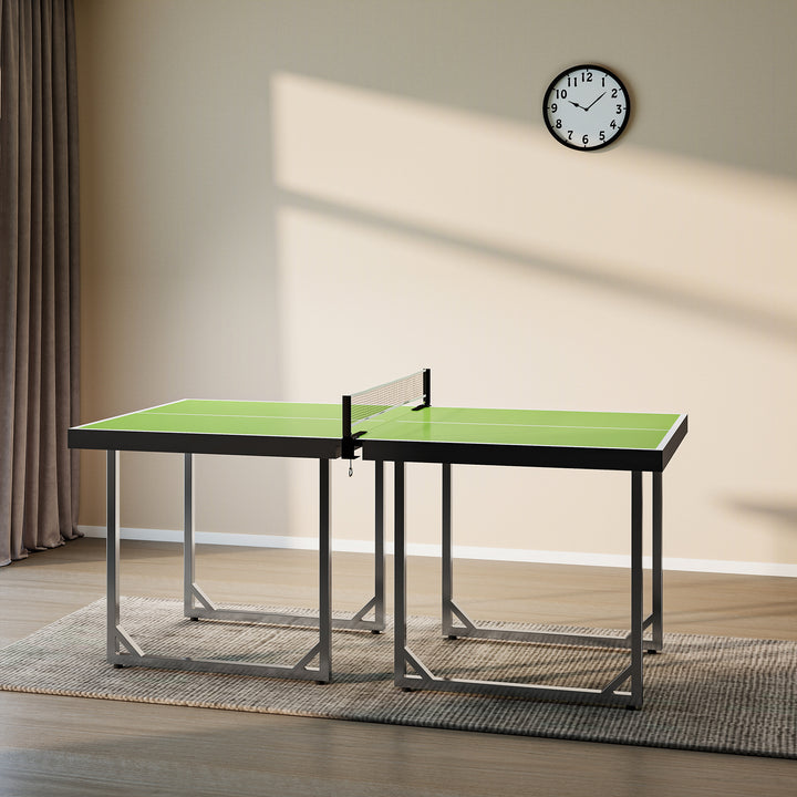 Mesa de Ping Pong Dobrável Mesa de Ping Pong Profissional com Rede e Estrutura de Aço para Interior e Exterior 182x91x76 cm Verde