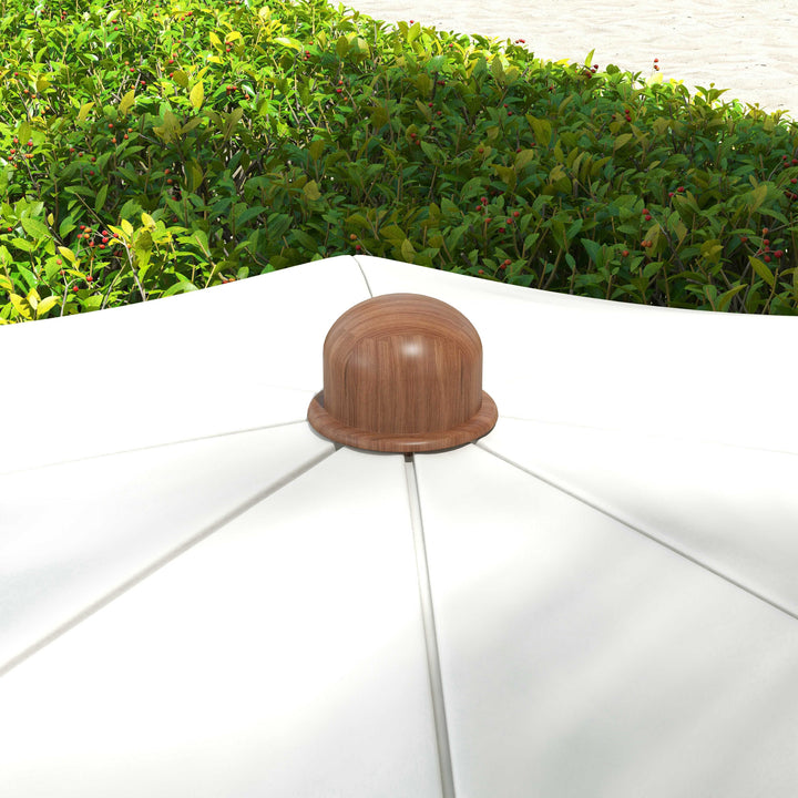 Chapéu de Sol de Praia Ø190x210 cm Chapéu de Sol para Terraço com 8 Varas Abertura Manual Anti-UV Impermeável e Bolsa de Transporte para Jardim Piscina Creme
