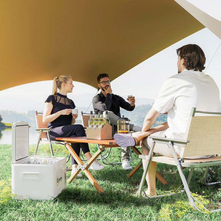 Geleira Portátil Elétrica 16,8L Geleira de Carro 12V-220V Mini Geleira com Compressor Luz LED Ecrã Digital Modos ECO e MAX de -20? a +20? para Casa Campismo Viagens Automóvel 59x32x26 cm Creme