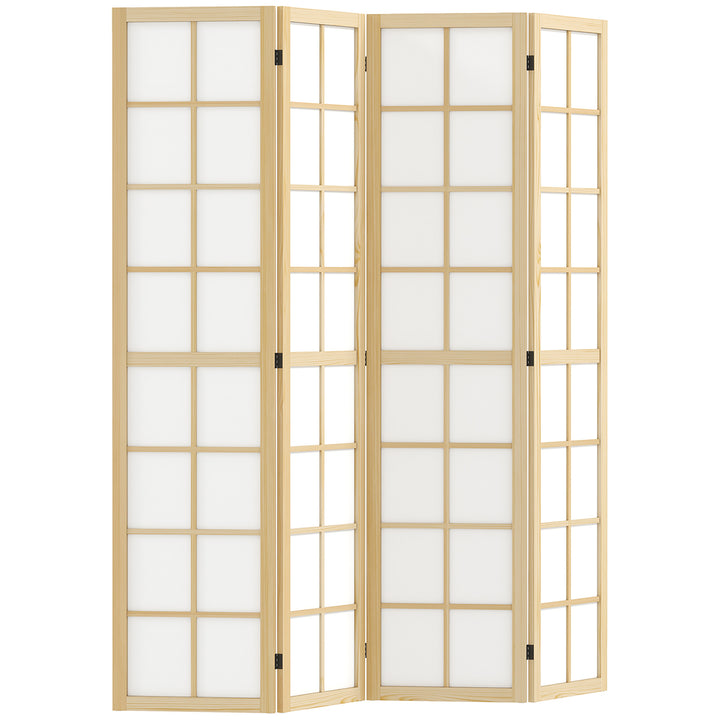 Biombo Dobrável de 4 Painéis Ecrã de Privacidade Separador de Ambientes de Interior para Sala de Estar Dormitório e Escritório 160x170 cm Madeira e Branco