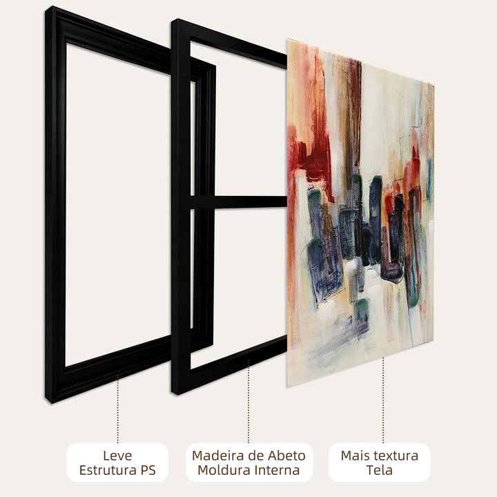 Quadros em Tela Abstractos à Mão 40x40 cm 2 Peças Quadros de Arte de Parede Emoldurados Textura Elegante Decoração Moderna para Quarto Sala Cozinha Multicolor