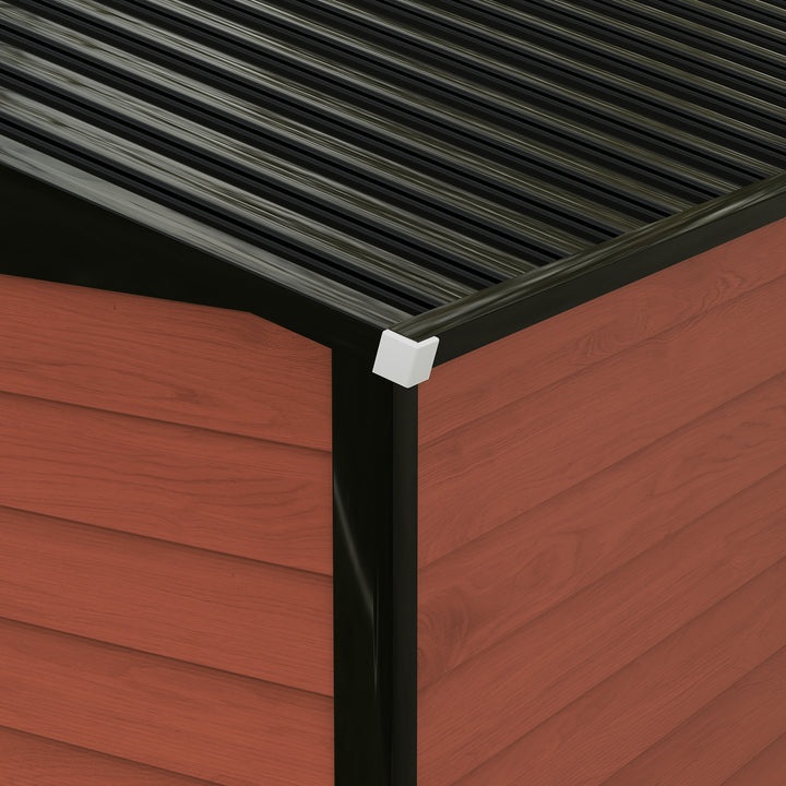 Abrigo de Jardim Exterior 4,4 m² 240x206x198 cm Abrigo de Jardim com Porta de Correr e Fechadura Armário para Jardim Pátio Teca