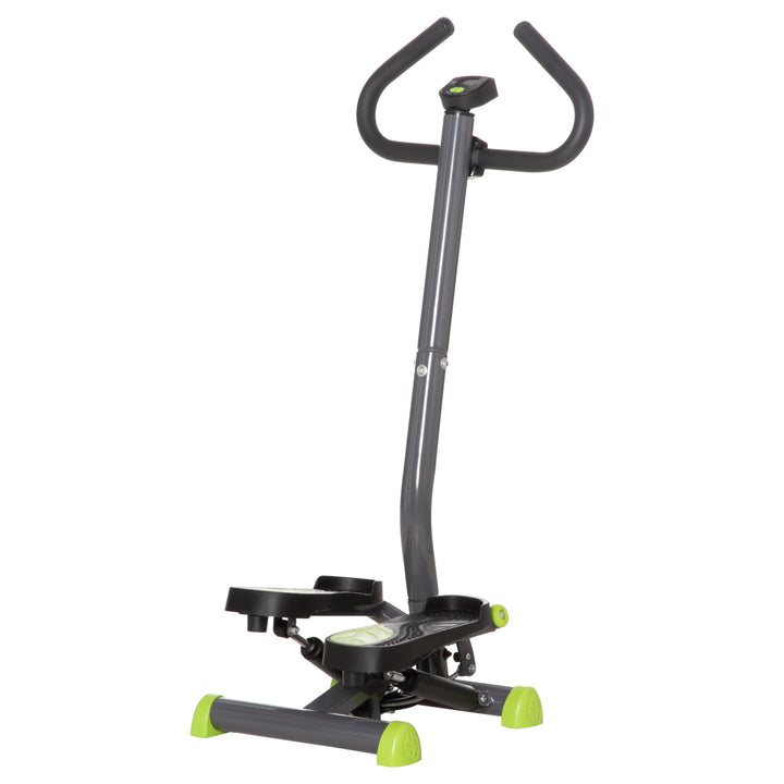Máquina de Step Stepper Fitness em Casa com Tela LCD Alça e Pedais Antiderrapantes Equipamento de Exercício para Ginásio Escritório 55x44x108 cm Cinzento e Verde
