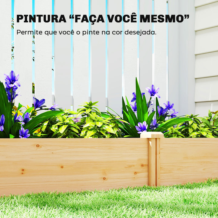 Floreira Elevada em Madeira Horta Urbana para Cultivar Plantas Vaso Exterior com Divisor e Base Aberta Pintura DIY para Jardim Terraço 235x121x26 cm Madeira
