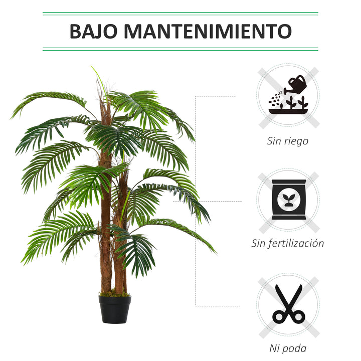 Palmeira Artificial Planta Sintética de 120cm com Vaso 19 Folhas Realistas e 3 Troncos Decoração para Casa Escritório Exterior Verde