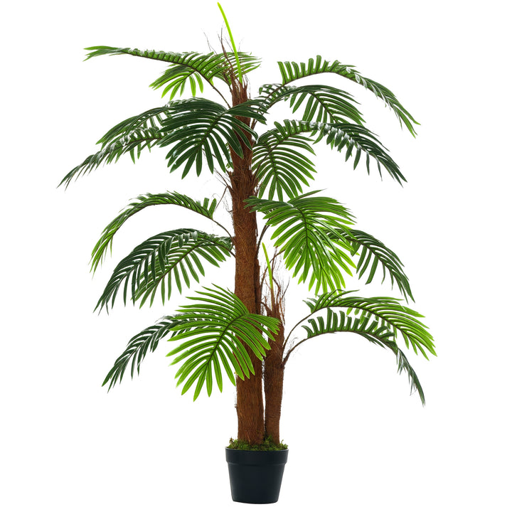 Palmeira Artificial Planta Sintética de 120cm com Vaso 19 Folhas Realistas e 3 Troncos Decoração para Casa Escritório Exterior Verde
