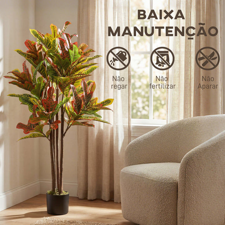 Planta Artificial 120 cm Planta Decorativa com Vaso e Folhas para Decoração Interior Casa Escritório Sala de Estar Multicolor