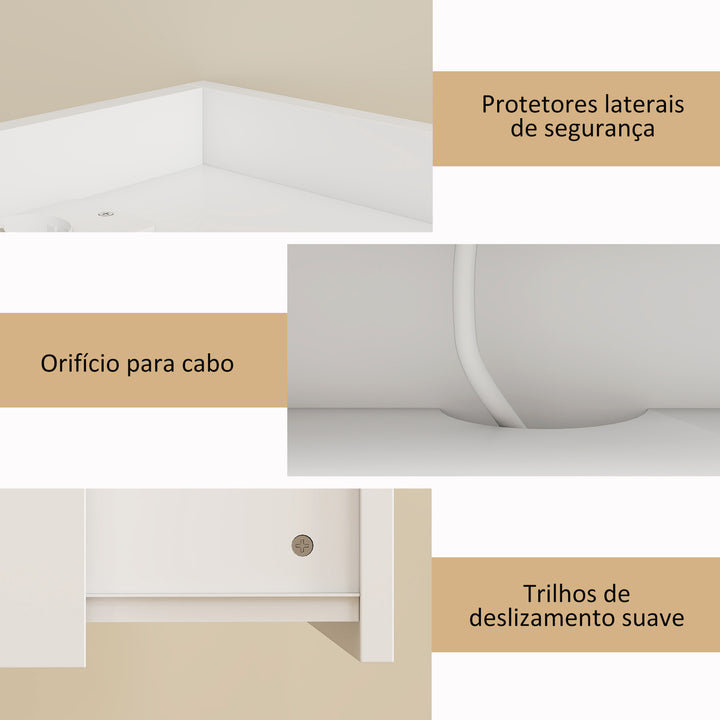 Conjunto de 2 Mesas de Cabeceira Flutuantes com Estação de Carregamento Mesas de Cabeceira para Quarto Gaveta Prateleira Aberta Montagem na Parede Estilo Moderno Sala de Estar 40x29x29 cm Branco