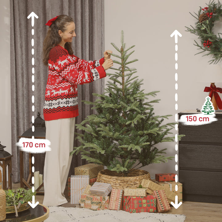 Árvore de Natal Artificial 150 cm Árvore de Natal com 492 Ramos Densos e Suporte Metálico Dobrável Montagem Fácil para Interior Verde