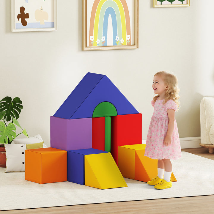 Conjunto de 11 Blocos de Espuma para Crianças Blocos de Contrução Brinquedo de Aprendizagem para Crianças 1-3 Anos 50x50x25 cm Multicor