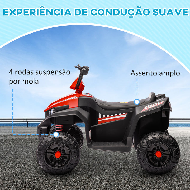 Quadriciclo Elétrico para Crianças acima de 3 Anos Carro Elétrico para Crianças com Bateria 12V Faróis e Música Carga 30 kg 85x55,5x62 cm Vermelho