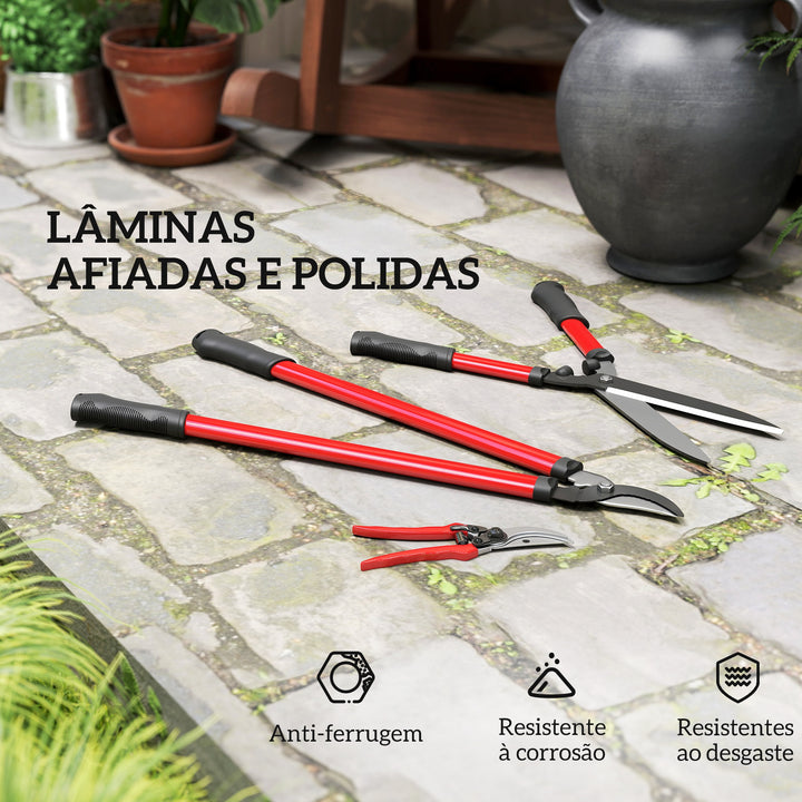 Conjunto de Ferramentas para Jardim de 3 Peças Conjunto de Ferramentas de Jardinagem com Tesouras Cortadores de Ramos Tesouras de Podar e Cabos de Borracha Antiderrapantes Leve Para Podar Plantas