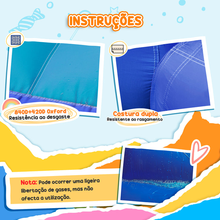 Castelo Insuflável com Insuflador 5 em 1 Parque Aquático Insuflável para Crianças com Escorrega Piscina Parede de Escalada e Canhão de Água para Exteriores e Interiores 360x250x195 cm Multicor