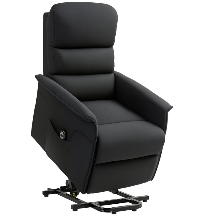 Poltrona Relax Reclinável Elétrica Poltrona Levanta Pessoas com Controlo Remoto e Bolso Lateral Poltrona Elétrica para Sala de Estar Dormitório 66x90x96 cm Preto