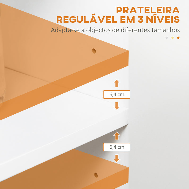 Aparador de Cozinha Aparador Branco com 2 Portas Gaveta e 3 Prateleiras Abertas Armário de Armazenamento para Sala de Estar e Jantar 110x29,5x82 cm