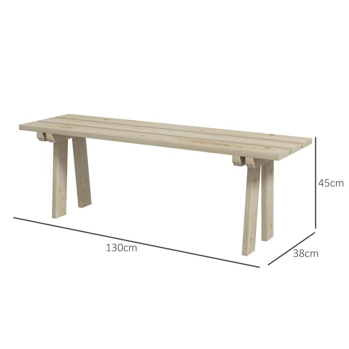 Banco de Madeira Banco de Jardim de 2 Lugares Capacidade 220 kg Banco de Exterior para Pátio Terraço Piscina 130x38x45 cm Natural