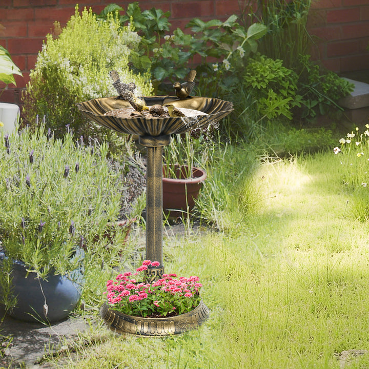 Banho para Pássaros de Jardim ao Ar Livre Altura 81 cm Alimentador para Pássaros com Base Pedestal, Design em Concha e Acabamento Envelhecido, Leve e Resistente Bebedouro para Aves Bronze