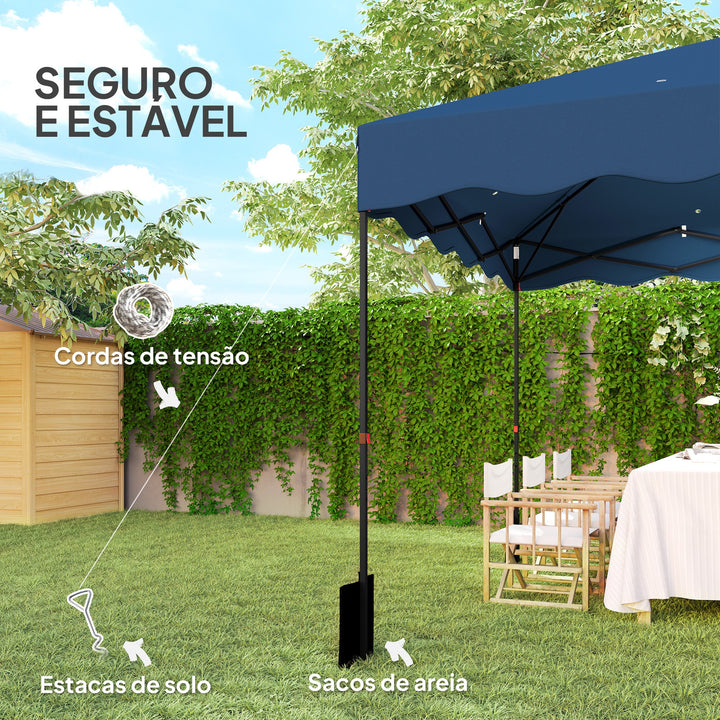Tenda Dobrável Pop UP Tenda 3x3 m Tenda para Eventos com Proteção UV50+ Altura Ajustável Bolsa de Areia e Bolsa de Transporte com Rodas para Campismo Festas Azul