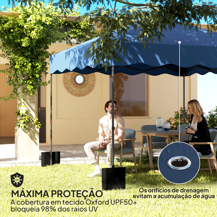 Tenda Dobrável Pop UP Tenda 3x3 m Tenda para Eventos com Proteção UV50+ Altura Ajustável Bolsa de Areia e Bolsa de Transporte com Rodas para Campismo Festas Azul