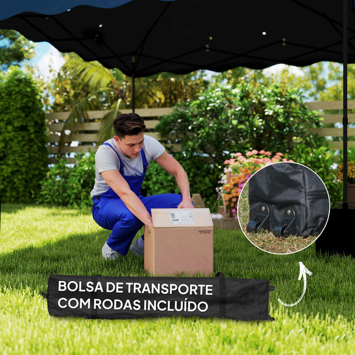 Tenda Dobrável Pop UP Tenda 3x3 m Tenda para Eventos com Proteção UV50+ Altura Ajustável Bolsa de Areia e Bolsa de Transporte com Rodas para Campismo Festas Azul