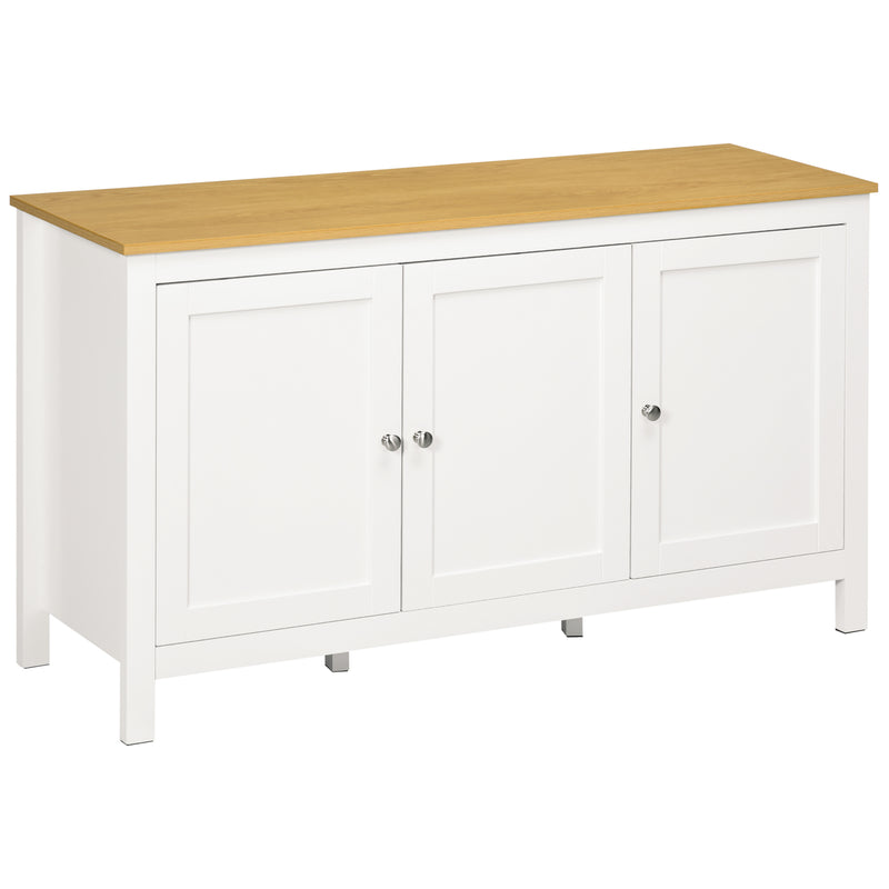 Aparador de Sala de Estar com 3 Portas Buffet Sala de Estar com Prateleiras Ajustáveis para Sala de Jantar Estilo Moderno 120x40x70 cm Branco e Madeira