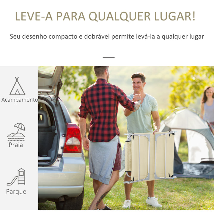 Espreguiçadeira de Jardim Reclinável e Dobrável com Orifício de Leitura Apoio para Cabeça e Encosto Ajustável em 5 Níveis para Praia 182x56x24,5 cm Bege