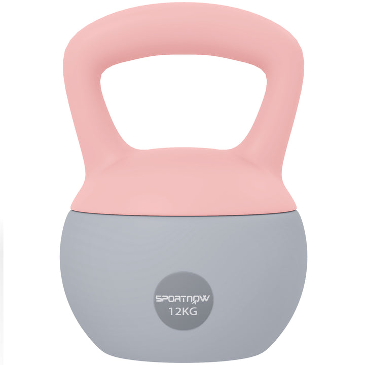 Kettlebell de 12 kg Pesa Russa Preenchida de Areia Metálica e Alça Antiderrapante para Treino de Musculação em Casa Ginásio Ø21x30 cm Rosa