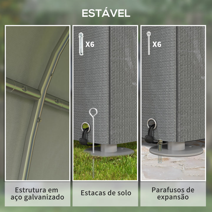 Abrigo para Ferramentas Bicicletas e Motos 1,2x1,8x1,65 m Garagem Portátil com 2 Habitações Porta com Fecho de Correr Impermeável Anti-UV para Jardim Cinza Claro