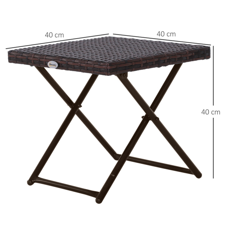 Mesa dobrável para jardim em vime e aço inoxidável com pernas cruzadas 40x40x40 cm marrom