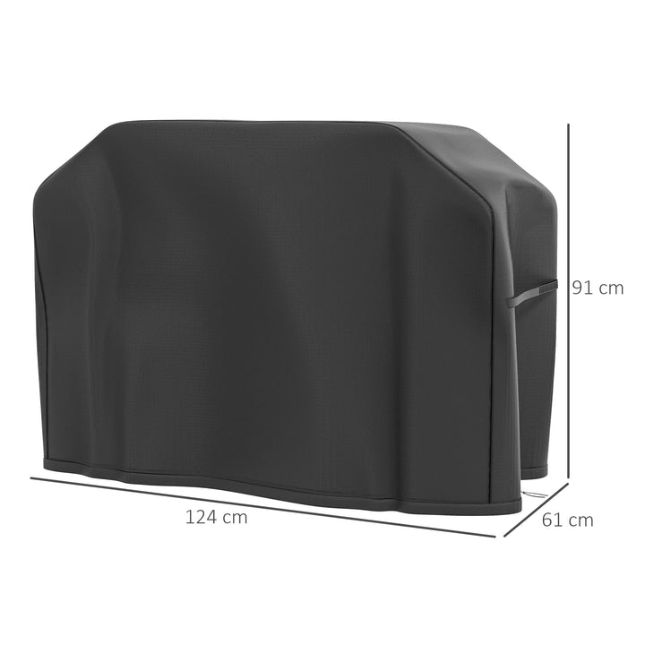 Capa Protetora para Barbecue Retangular Capa Protetora para Barbecue de Tecido Oxford 420D Anti-UV Impermeável Antipó com Cordão 124x61x91 cm Preto