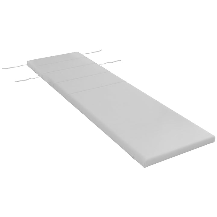 Almofada para Espreguiçadeira 196x63x6 cm Almofada para Espreguiçadeira de Algodão com Tecido Repelente à Água Almofada de Assento e Encosto para Jardim Varanda Cinza Claro