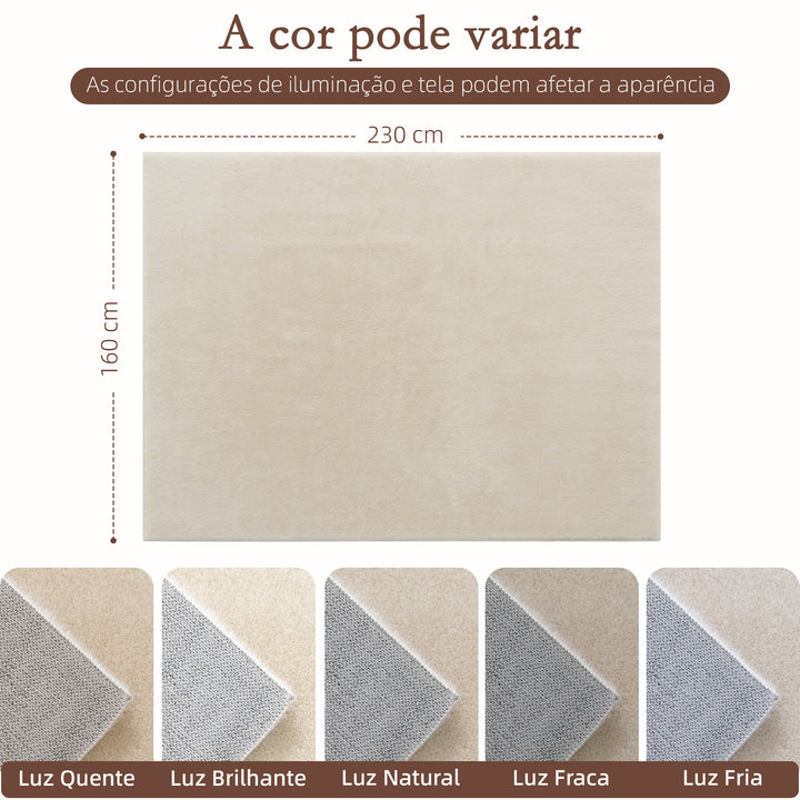 Tapete para Sala de Estar 230x160 cm Tapete Lavável à Máquina Pelo Longo Macio Estilo Moderno Tapete para Sala de Estar Quarto Sala de Jantar Creme