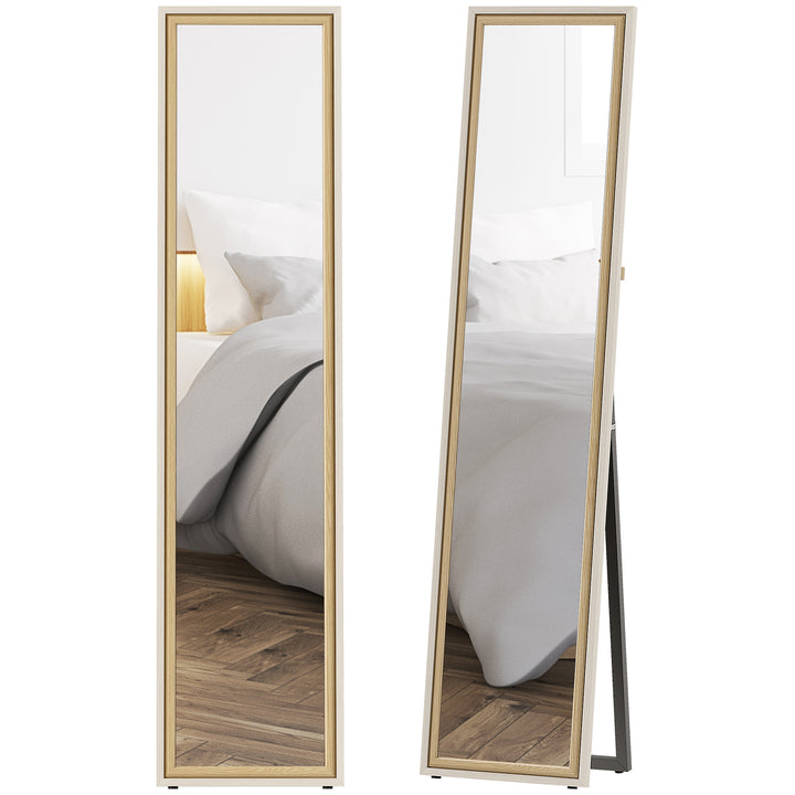 Espelho de Pé 157x37 cm Espelho Corpo Inteiro Grande com Moldura Bicolor para Utilizar Inclinado ou Suspenso para Sala Quarto Corredor Entrada Madeira