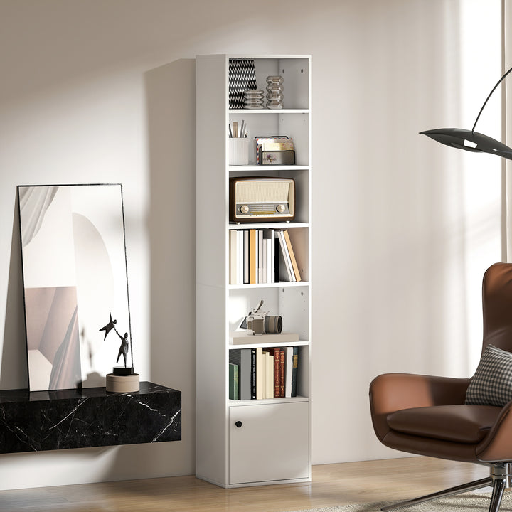 Estante de 7 Níveis Estante para Livros com Prateleiras Ajustáveis e Armário Estante Moderna para Sala de Estar Quarto Estúdio Escritório 40x30x180 cm Branco