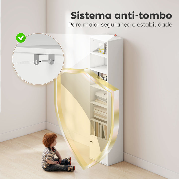 Estante de 7 Níveis Estante para Livros com Prateleiras Ajustáveis e Armário Estante Moderna para Sala de Estar Quarto Estúdio Escritório 40x30x180 cm Branco