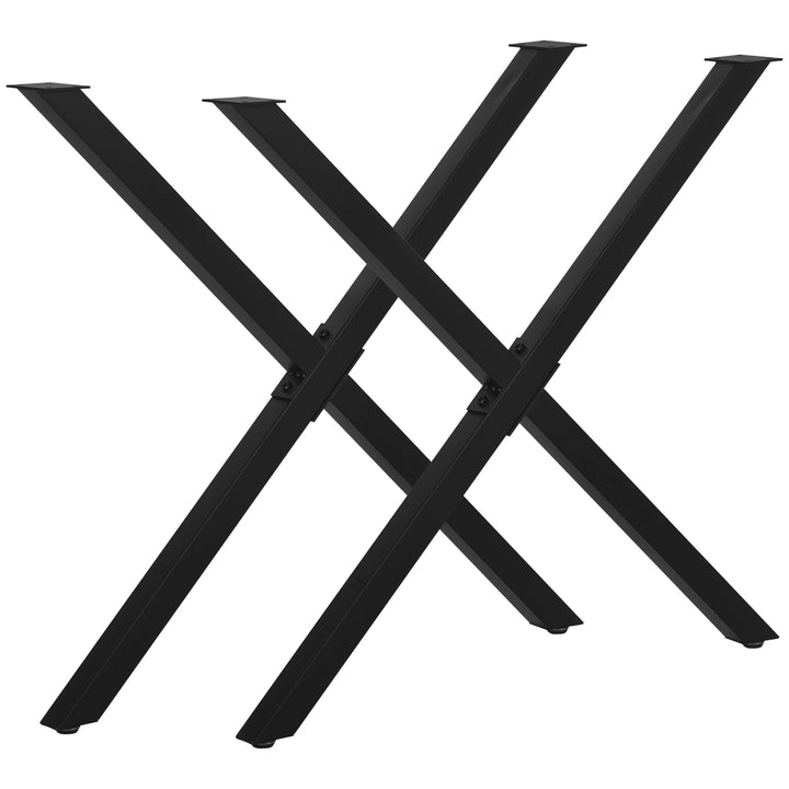 Conjunto de 2 Pés para Mesa Estilo Industrial 80x72cm em Forma de X Pés para Móveis de Aço com Protetores e Parafusos de Montagem Incluídos Preto