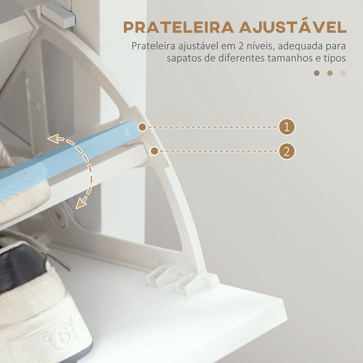Sapateira Estreita com 2 Portas Sapateira para Entrada com Prateleiras Ajustáveis e Compartimento Aberto para 10 Pares de Sapatos 58x24x105 cm Branco