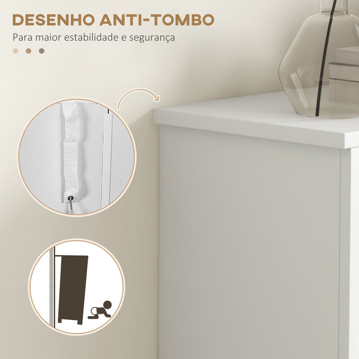 Sapateira Estreita com 2 Portas Sapateira para Entrada com Prateleiras Ajustáveis e Compartimento Aberto para 10 Pares de Sapatos 58x24x105 cm Branco