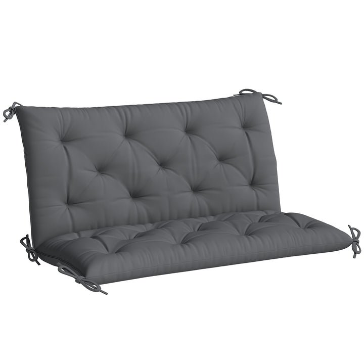 Almofada para Banco com Encosto 100x98x8cm Almofada de Banco de 2 Lugares com 6 Cordões de Fixação para Jardim Terraço Balcão Exterior Cinza