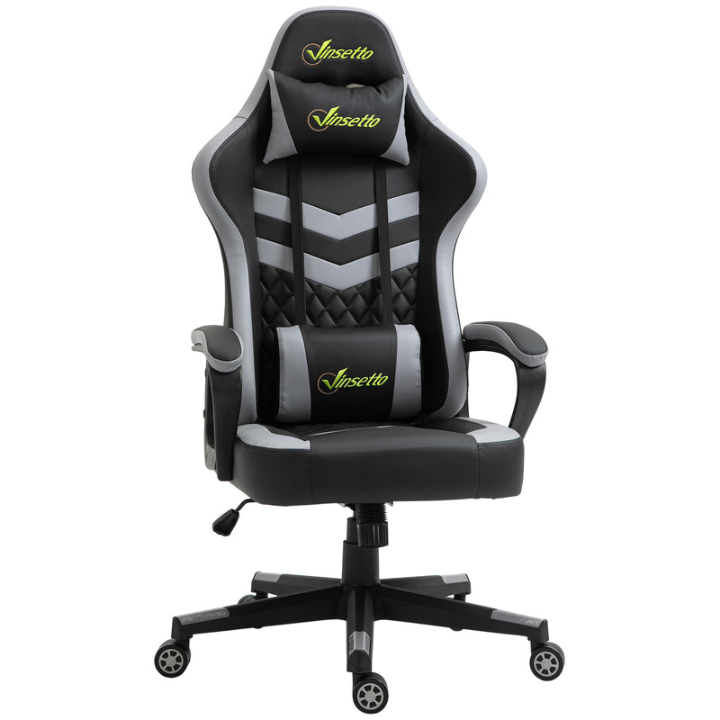 Cadeira Gaming Cadeira de Escritório Ergonómica com Altura Regulável Basculante com Apoio de Cabeça e Almofada Lombar 61x70x121-129 cm Preto