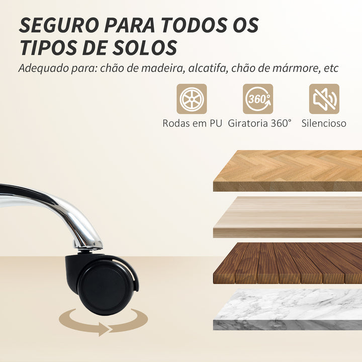 Cadeira de Escritório com Apoio para os Pés Giratória Cadeira para Secretária com Encosto Reclinável Acolchoado Duplo Espesso Revestida em Couro Sintético e Altura Ajustável 66x72x113-121 cm Caqui