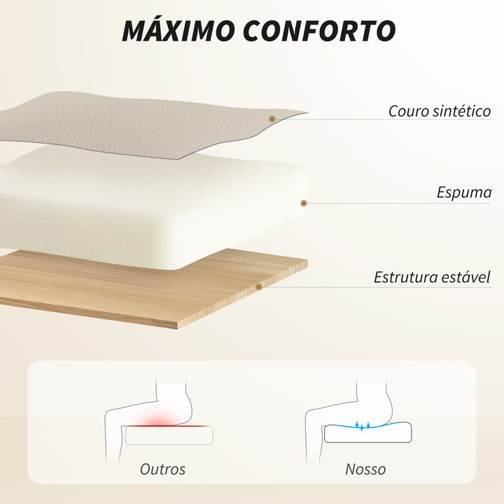 Cadeira de Escritório com Apoio para os Pés Giratória Cadeira para Secretária com Encosto Reclinável Acolchoado Duplo Espesso Revestida em Couro Sintético e Altura Ajustável 66x72x113-121 cm Caqui