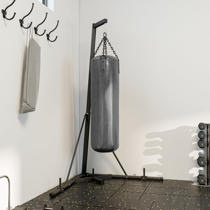 Suporte para Saco de Boxe de Pé Suporte para Saco de Boxe Dobrável com Altura Ajustável para Treinamento em Ginásio Casa Carga Máxima 60 kg 170x90x182-225 cm Preto