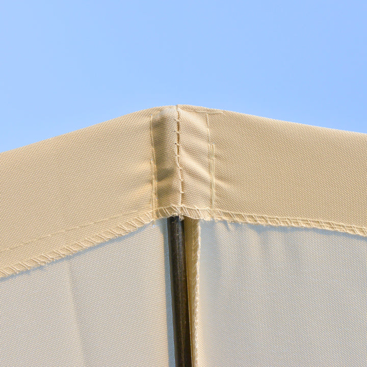 Chapéu de Sol de Jardim Ø2,5x2,4 m Chapéu de Sol de Terraço com Manivela Manual Mastro Flexível Impermeável e 18 Varas para Exterior Creme
