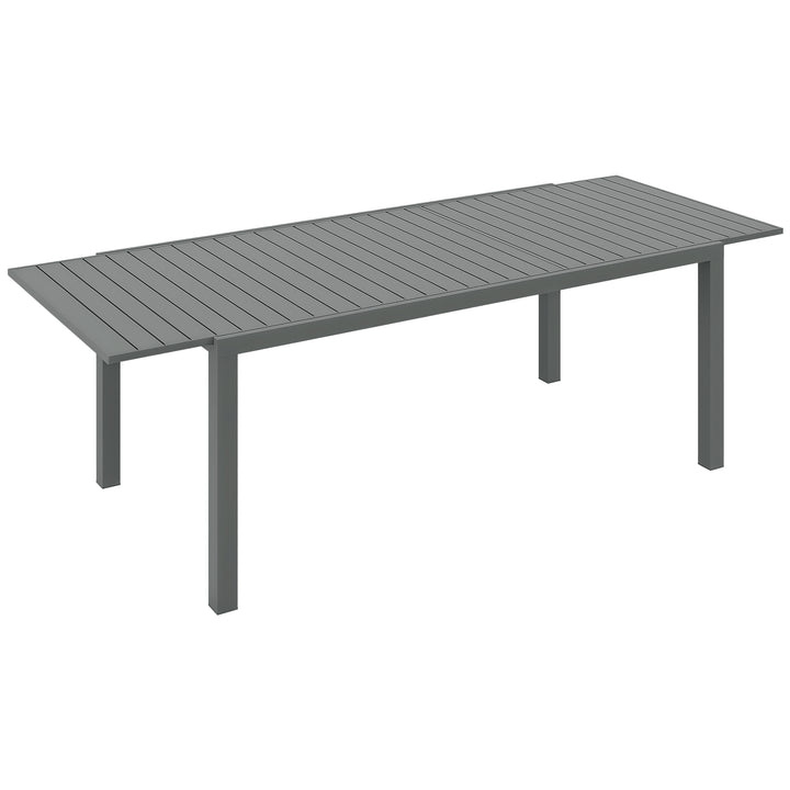 Mesa de Jardim Extensível Mesa de Jantar Exterior Mesa de Terraço Retangular para 6-8 Pessoas com Estrutura de Alumínio Capacidade 50 kg para Varanda 180/240x94x73 cm Cinza Escuro