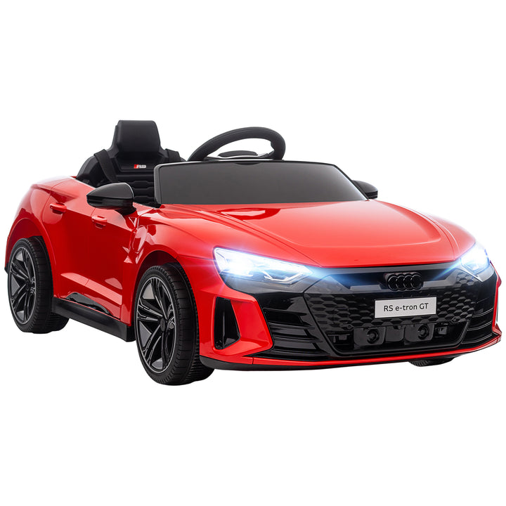 Carro Elétrico AUDI RS E-Tron GT para Crianças de 3-6 Anos Carro de Bateria 12V com 2 Motores Controlo Remoto Faróis LED Buzina Música USB e Abertura de Porta 3-5km/h 103x58x41 cm Vermelho