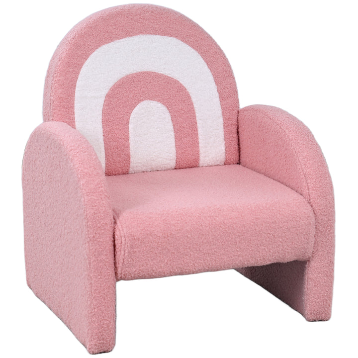 Poltrona para Crianças com Encosto em Forma de Arco-Íris Sofá para Crianças de 18-96 Meses Tecido Suave em Borrego Apoios de Braço Carga 45 kg 45x41x52 cm Rosa