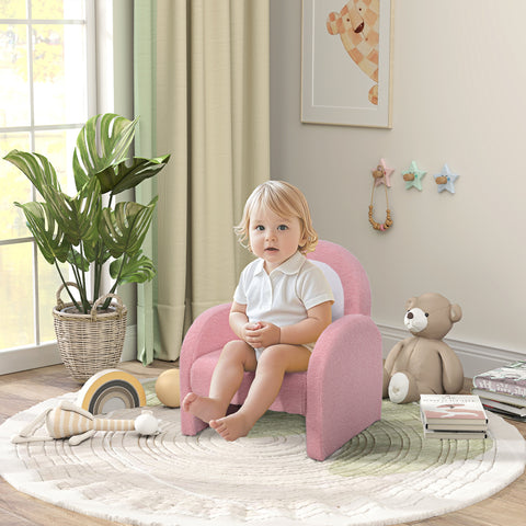 Poltrona para Crianças com Encosto em Forma de Arco-Íris Sofá para Crianças de 18-96 Meses Tecido Suave em Borrego Apoios de Braço Carga 45 kg 45x41x52 cm Rosa