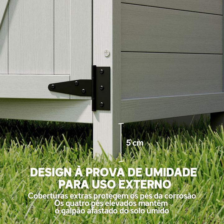 Armário de Jardim de Madeira 75x40x90 cm Armário de Exterior Armário para Armazenamento de Ferramentas com 4 Prateleiras 2 Portas e Telhado de Chapa Galvanizada Cinzento